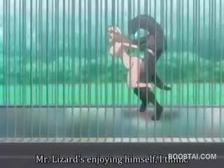 Dögös anime fiatal nő pina szögezték kemény által szörny nál nél a zoo